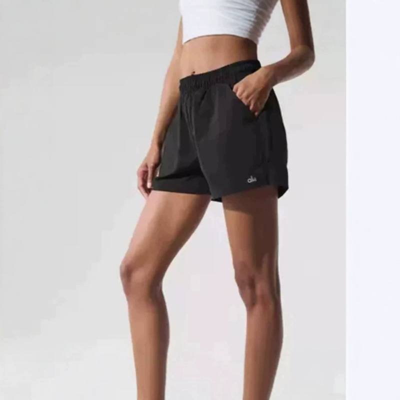 In-Stock Letter Print 2026 New Yoga Woven Quick-Dry Shorts for Women, High-Waisted, Butt-Lifting, Slimming Sports Fitness Shorts