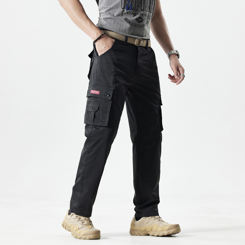 Cross-Border Men's Cargo Pants Multi-Pocket American Casual Outdoor Straight-Leg Trousers Trendy Brand Men's Pants High-End Feel