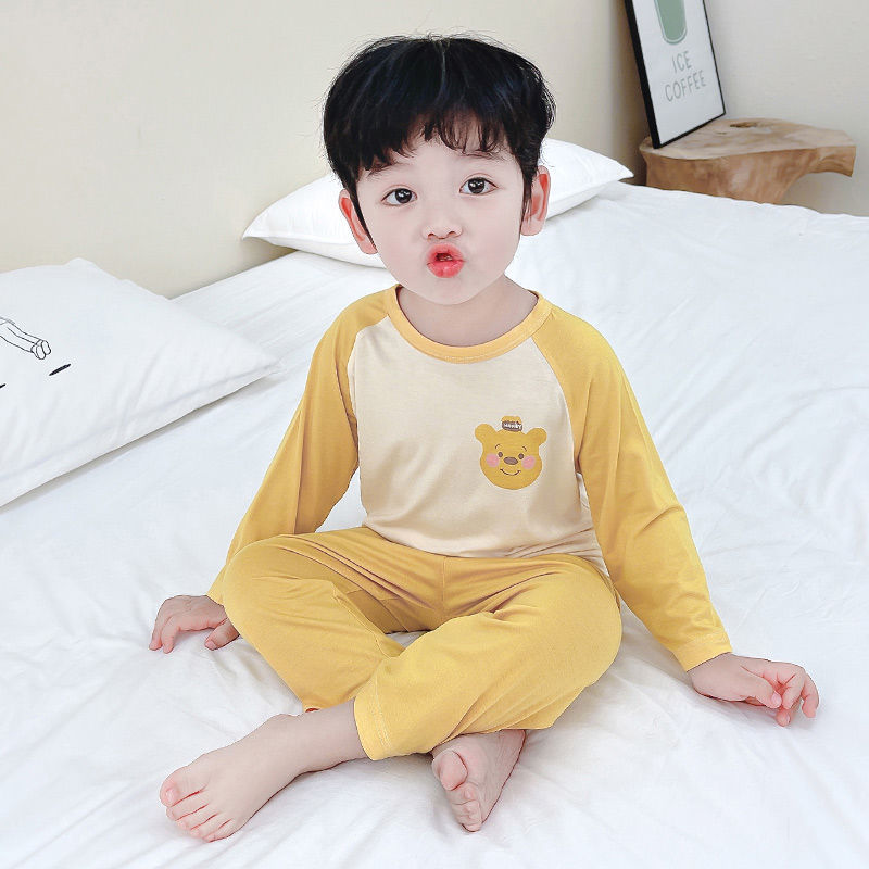 Children's Clothing Boys and Girls Long Clothes Trousers Cotton Underwear suit Zhongda Children's Autumn and Winter Home Clothes Pajamas Two-piece Set