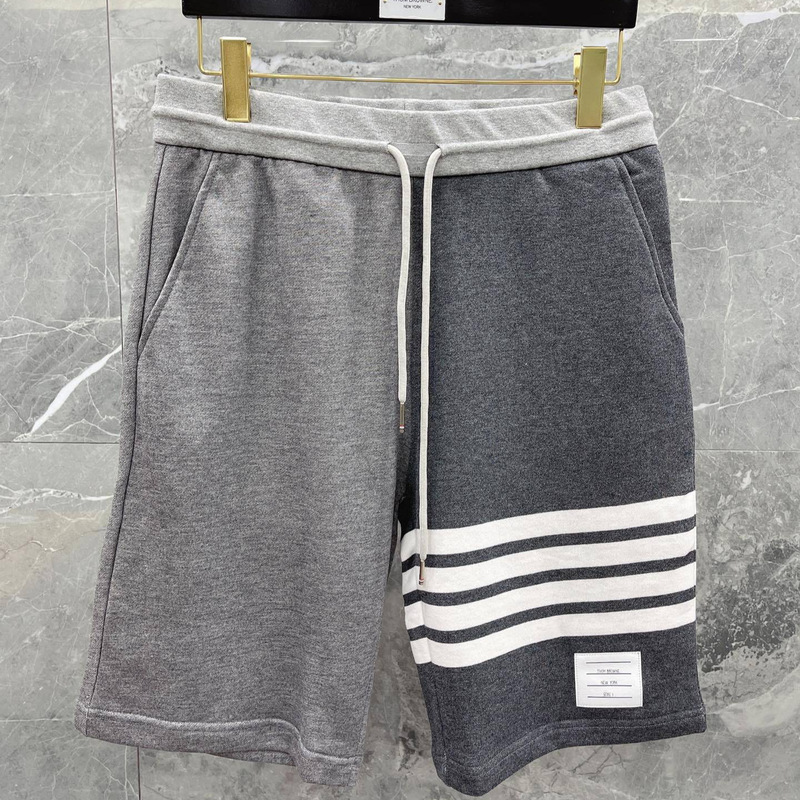 Tb Classic Shorts Summer Four-Stripe Striped Drawstring Patchwork Color-Blocking Unisex Sports Casual Shorts