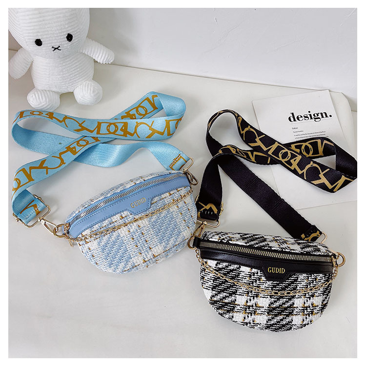 Women's Small Cotton And Linen Plaid Fashion Dumpling Shape Zipper Fanny Pack display picture 4