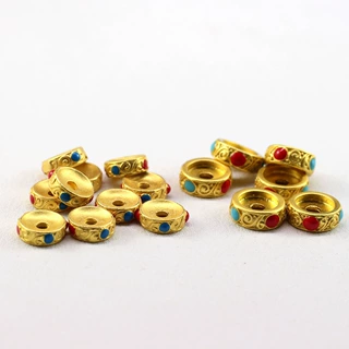 古法沙金蜻蜓眼隔片DIY饰品配件珠隔珠扁片哑金滴油手串项链隔片