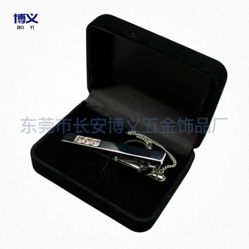 Black High-end Gift Box Cufflinks Light Luxury Black Single Tape Clip Box Flannel Box Men's Cuff Nails Gift Delivery