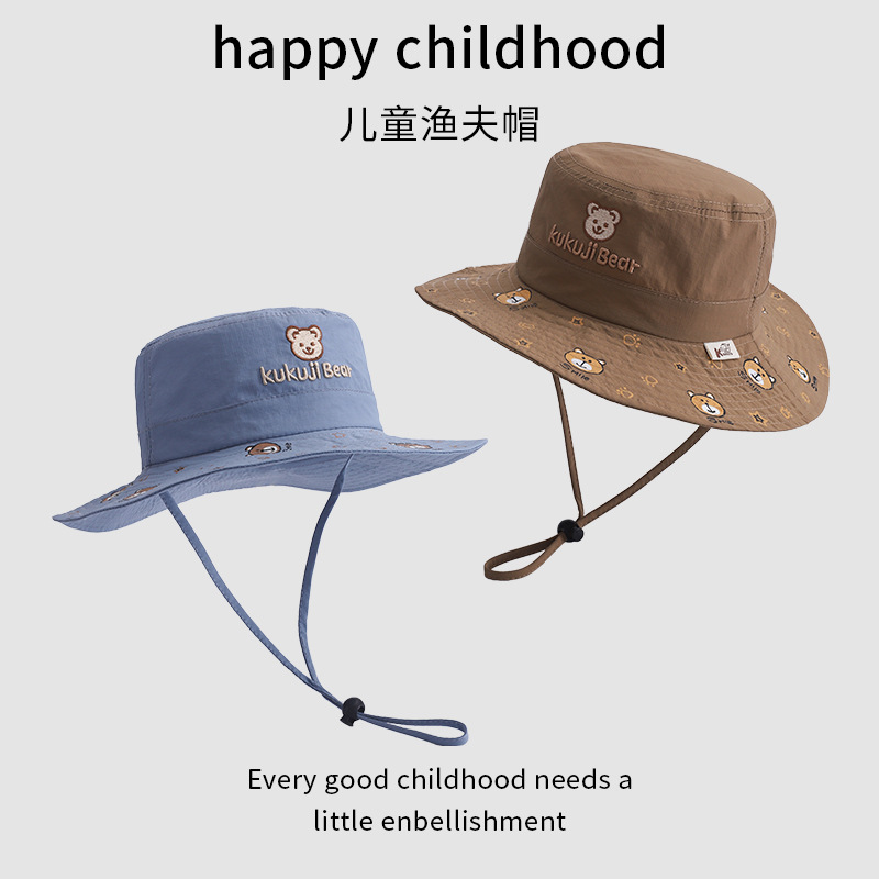 Sombreros para bebés primavera y otoño para niños sombreros delgados sombreros super bonitos osos sombreros para bebés sombreros de pescadores para niños coreanos
