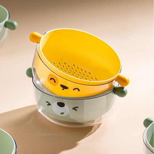 Double-layer drain basket, kitchen vegetable basket with handle, fruit and vegetable drain basin storage basket, living room plastic fruit basket
