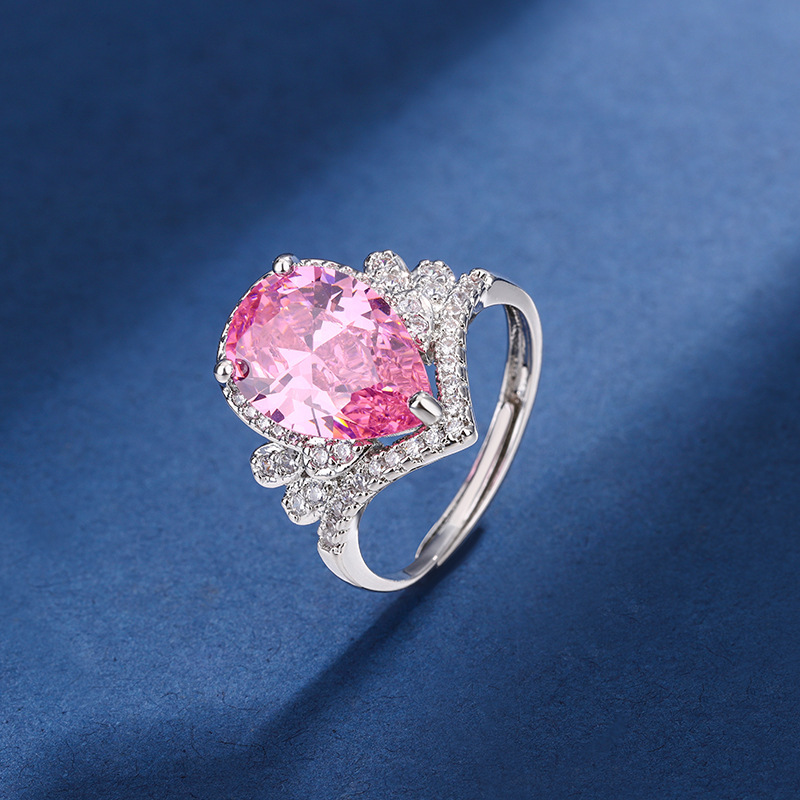 Nueva flor de cerezo Rosa colorido traje de tesoro Rosa ZIRCON dulce moda de las mujeres collar de todo fósforo anillo pendientes traje joyería