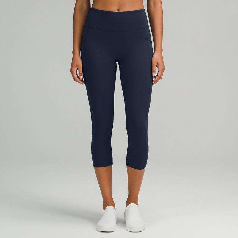 Nude-Feel Shaping Yoga Pants with Pockets, Slim High-Waisted, Butt-Lifting, Tight-Fitting Running Fitness Training Capri Pants for Women