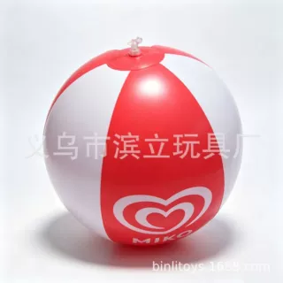 定制16IN红白色沙滩球夏季促销礼品充气球可印LOGO环保源头工厂