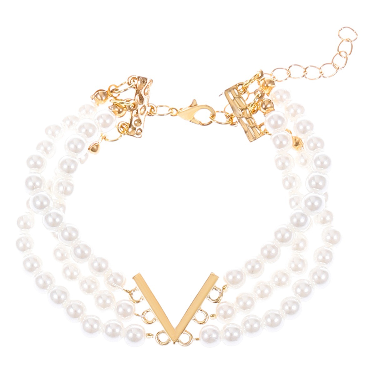 Cadena de clavícula geométrica de perlas multicapa de lujo ligero de nicho europeo y americano estilo palacio francés collar retro temperamento elegante