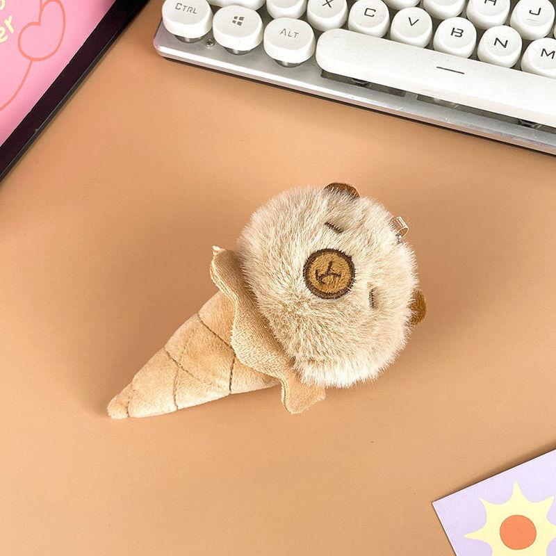 クロスボーダー漫画アイスクリームカピバラぬいぐるみ人形かわいいカピバラコーンキーホルダー人形ペンダント|undefined