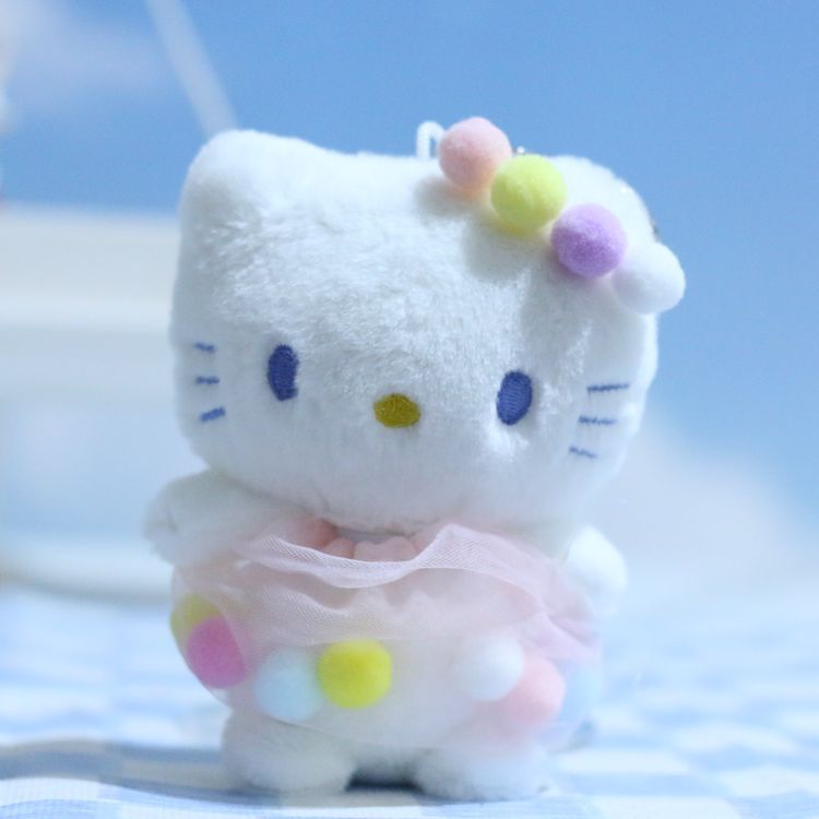 Llavero/colgante para bolso de Hello Kitty, lindo, de dibujos animados, juguete de peluche, gatito, muñeca de trapo.