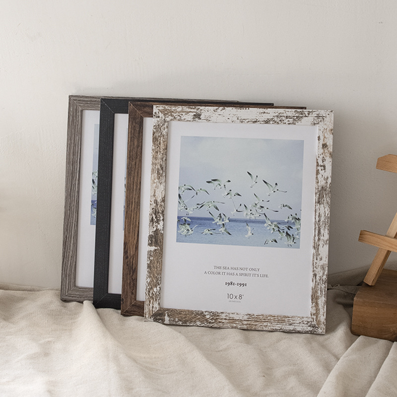 跨境亞馬遜裝飾框架裝裱掛牆畫框木質相框擺台方形美式復古相框