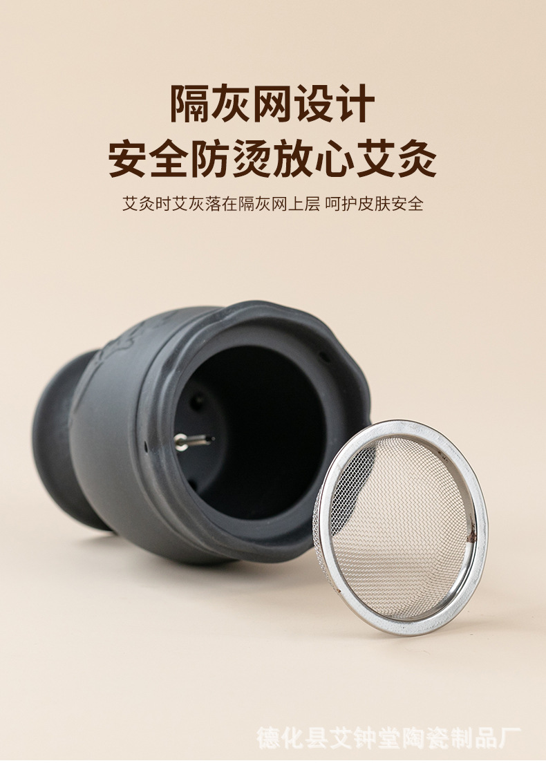 Bian Stone Moxa Fire Dragon Cup Warming Tool Lotus Rim Gua Sha Jar Double Layer Ash Net Cloth Cover with 54 Moxa Sticks and Oil key features