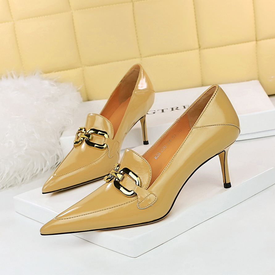 Damen Stiletto High Heels Mit Metallschnalle Und Spitzer Form_voghion.com