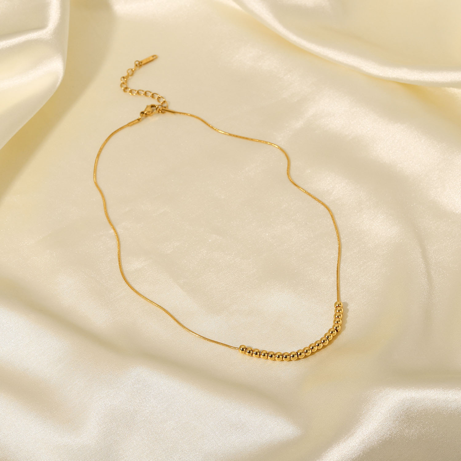 New Style stainless steel Plating 18K Gold round Beads Necklace