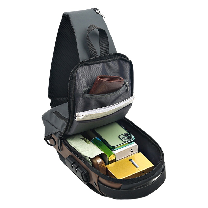 Bolsa de pecho de motocicleta contraseña antirrobo bolsa de hombre Bolsa de hombro de moda europea y americana bolsa de mensajero multifuncional de ocio deportivo de negocios