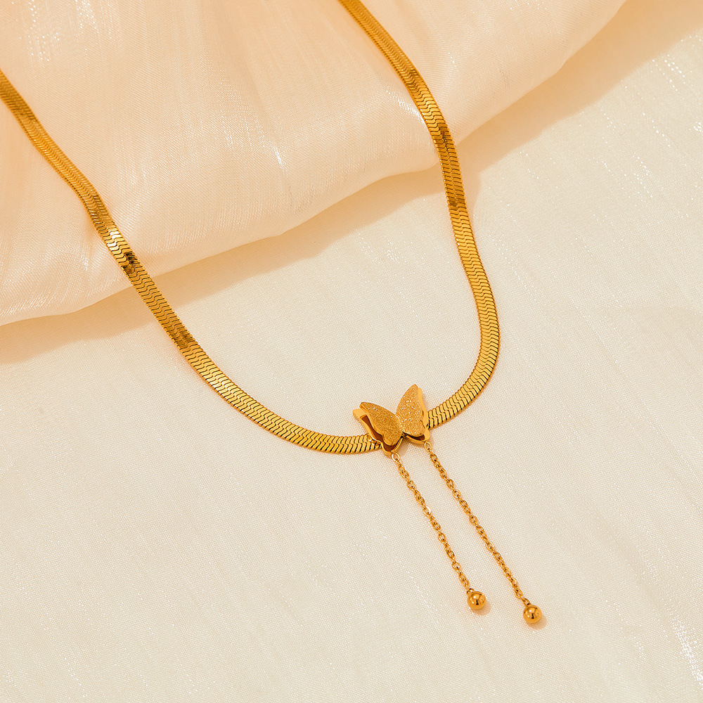 Fashion Butterfly Stainless Steel Titanium Steel Plating Bracelets Necklace 1 Piece