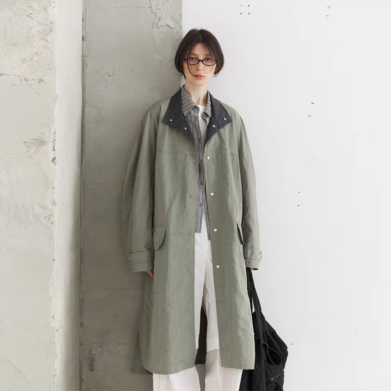 2026 Spring New Korean Style Retro High-End Slimming Texture Reversible Long Trench Coat for Women