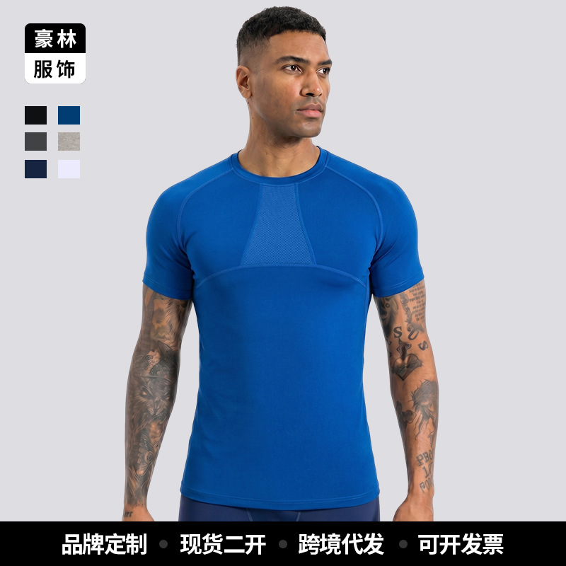 Personalizada transpiración rápida secado camiseta camiseta camiseta de compresión de manga corta camiseta hombre camiseta de malla de manga corta ropa de fitness
