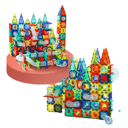 Cross-border DIY ball slide magnetic building blocks track educational splicing magnetic tablets children's intellectual development