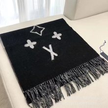 芯片版明星款黑灰色双面羊绒围巾女冬季新款大牌羊毛披肩保暖围脖