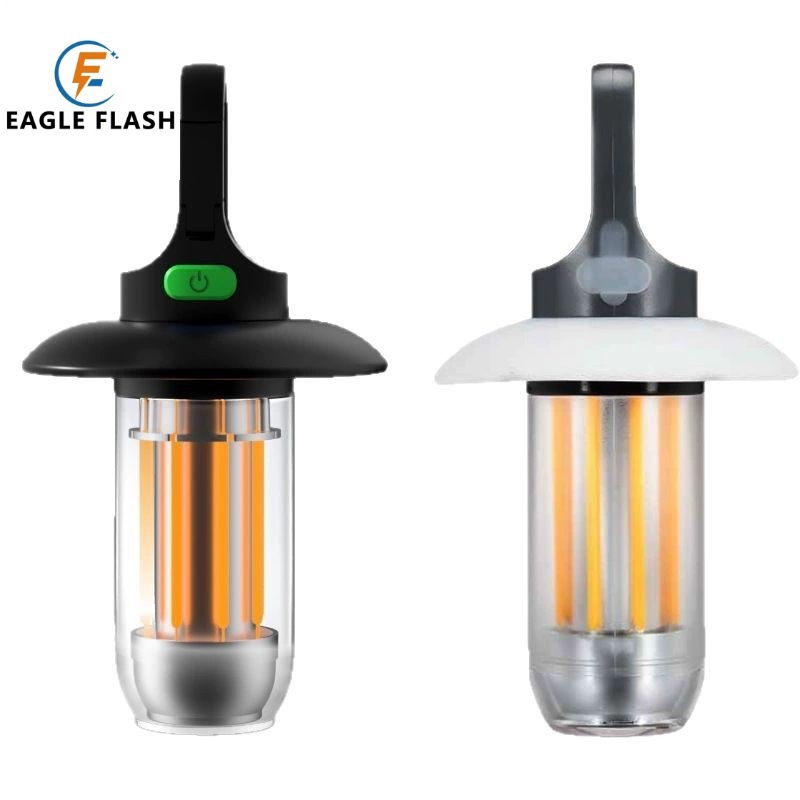 새로운 휴대용 다기능 캠핑 램프 듀얼 광원 투인원 손전등 야외 분위기 텐트 램프 캠핑 램프