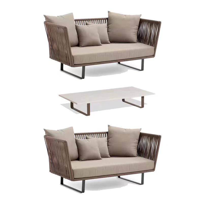 Sofá de ratán nórdico al aire libre impermeable al aire libre a prueba de sol balcón ocio Silla de ratán terraza patio sofá simple muebles