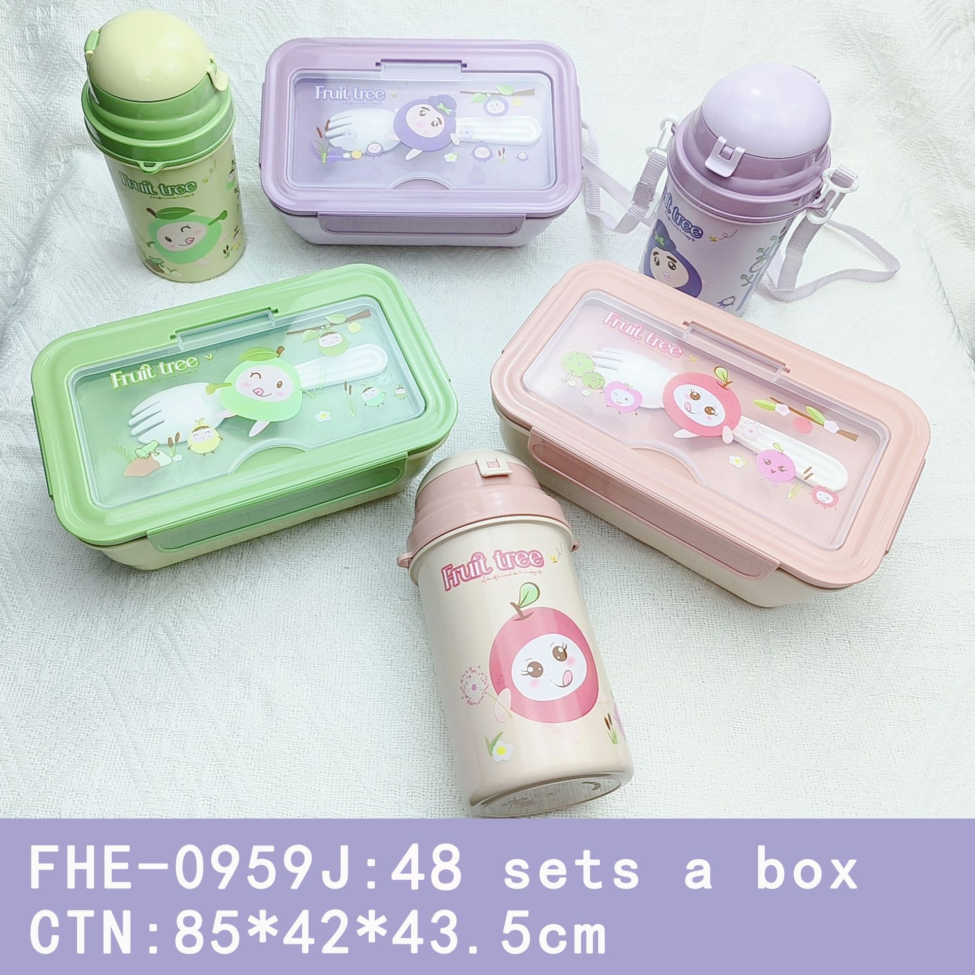 Juego de botella de agua de lonchera con forma de dibujos animados lindo para niños y estudiantes