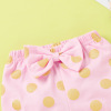 Set, bodysuit with letters with bow, shorts, trousers, European style, children's clothing, round collar