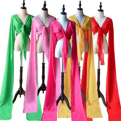  Chinese hanfu fairy dance classical dance top shirts for adult kids art Chinese jinghong dance costumes traditional fan umbrella dance long water sleeves shirts for female
