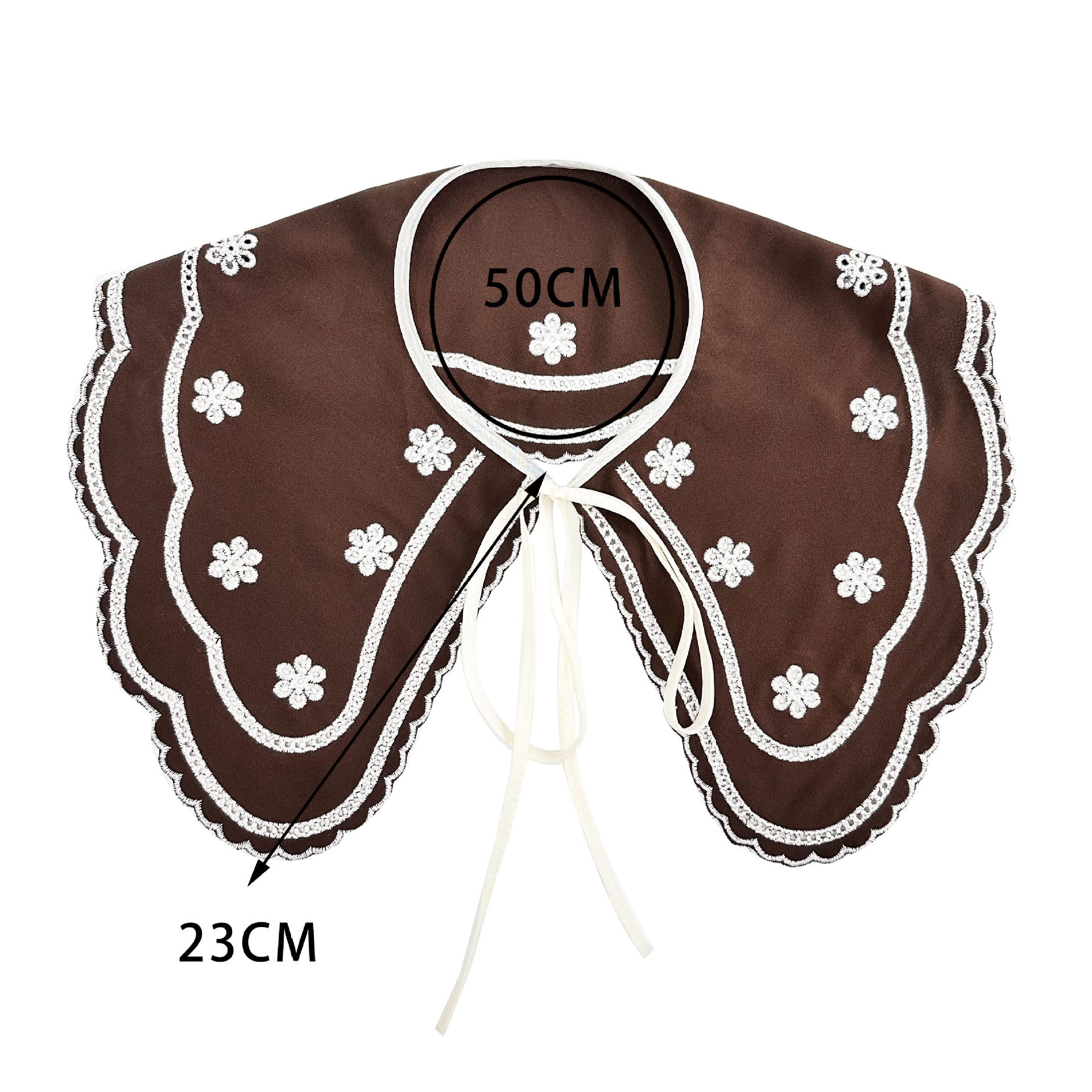 Café ondulado chiffon falso cuello arco correa doble camisa exterior suéter decoración cuello en stock