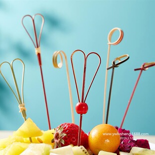 Supply disposable Fruit label finger ring label scissors flower string bamboo dessert cocktail bead string 100