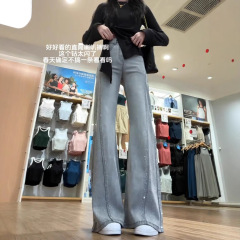 女性のためのファッショナブルなホットダイヤモンドストレートジーンズ 2025 春夏新作ハイウエストルーズスリムワイドレッグパンツドレープフロアモップ