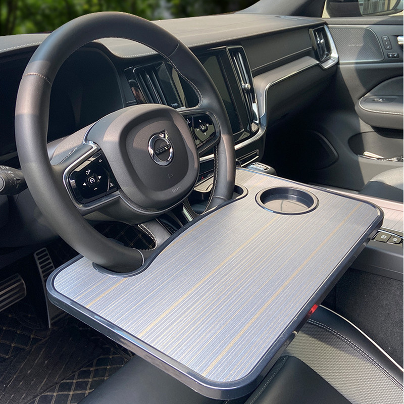 新しい車用小型テーブル、ポータブル車用収納ラック、ドリンクトレイ、ディナープレート、車のステアリングホイール、ダイニングテーブル収納