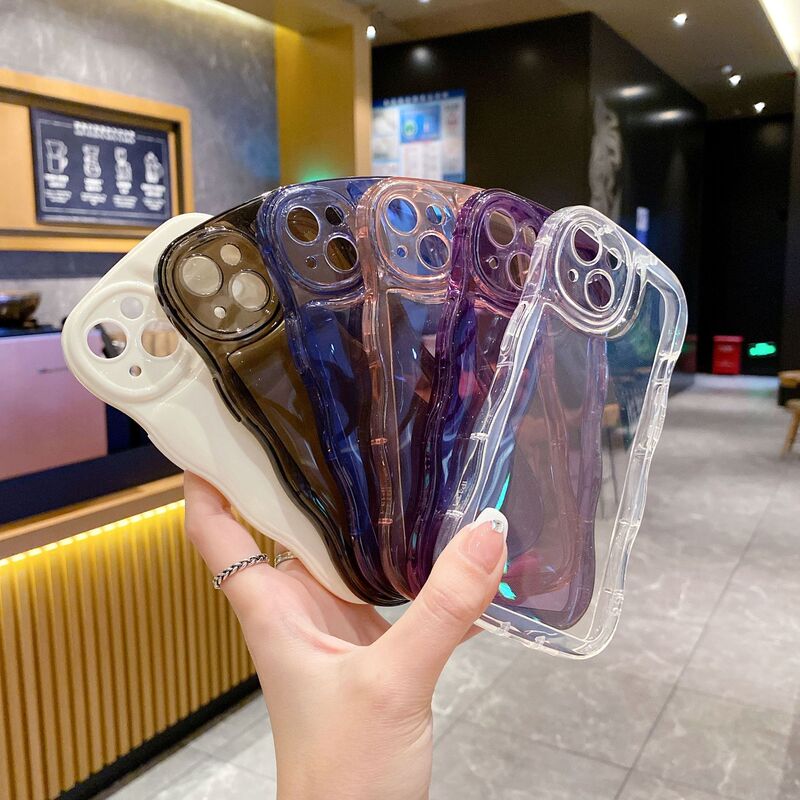 Suitable for iPhone 17 Transparent Protective Case, Apple 11 Wave Air Cushion Phone Case, 14 Bubble Anti-Drop, 12 Full Coverage, 16