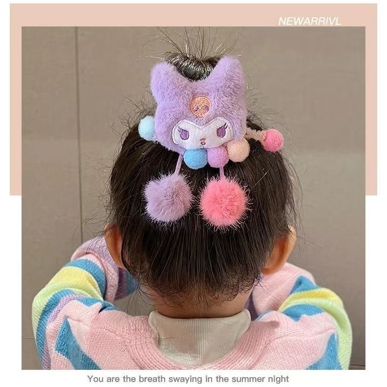 Kolomi anillo de cabello para niños cuerda de cabeza adorable Sanrio hilo de dibujos animados elástico chica Zuma bola de cola de caballo adornamiento para el cabello
