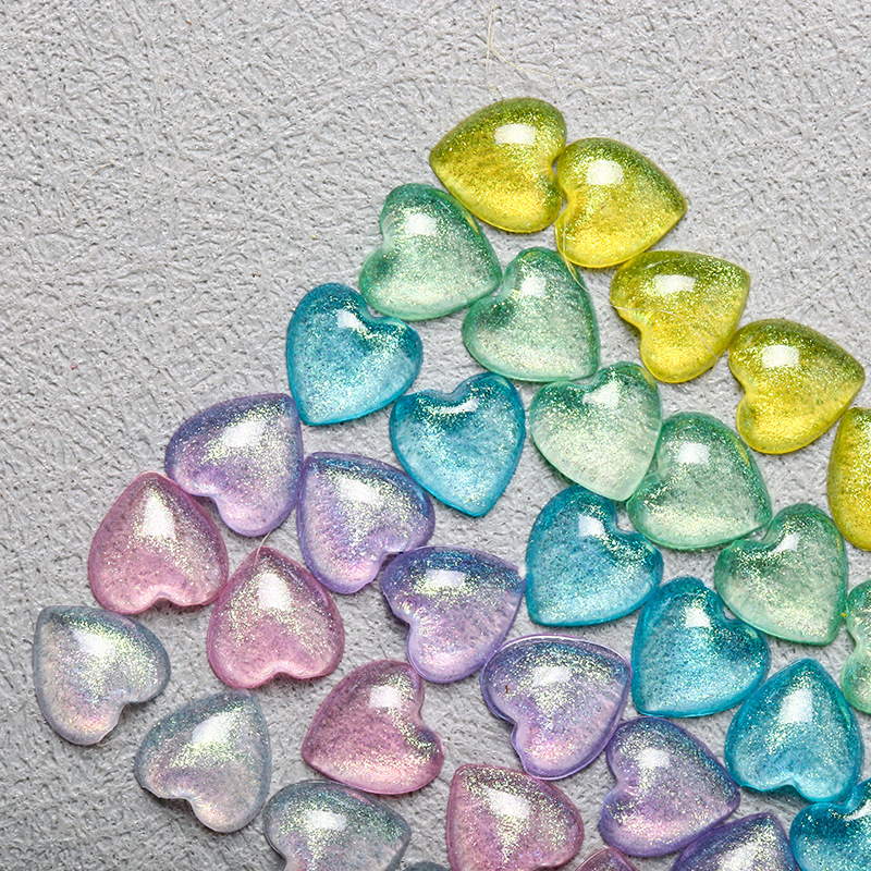 [Zhenxiong] Starry Sky Symphony Love Transparent Glitter Peach Heart Acrylic Nail Art Patch DIY Eyebrow Patch Decoration