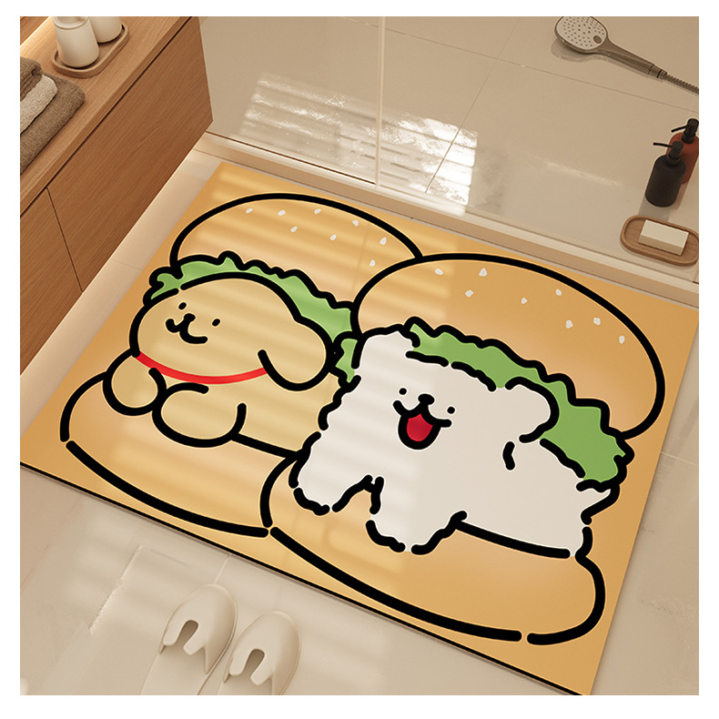 Bathroom Non-Slip Mat Cartoon Diatom Mud Mat Bathroom Water Absorbent Quick-Drying Foot Mat Toilet Door Wear-Resistant Floor Mat