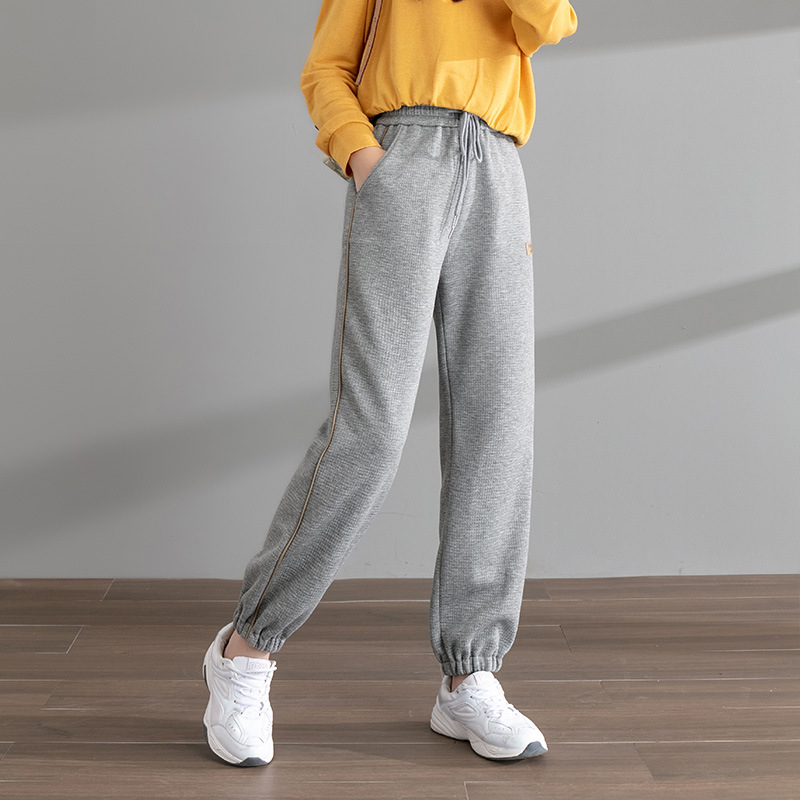 2021新款运动裤松紧带女士休闲运动裤女高腰束脚运动裤卫裤女2260|ru