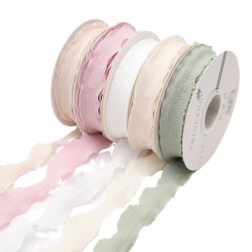 2.5CM lace pleated ribbon flowers bouquet decoration ribbon gift box diy packaging with florist supplies floral art