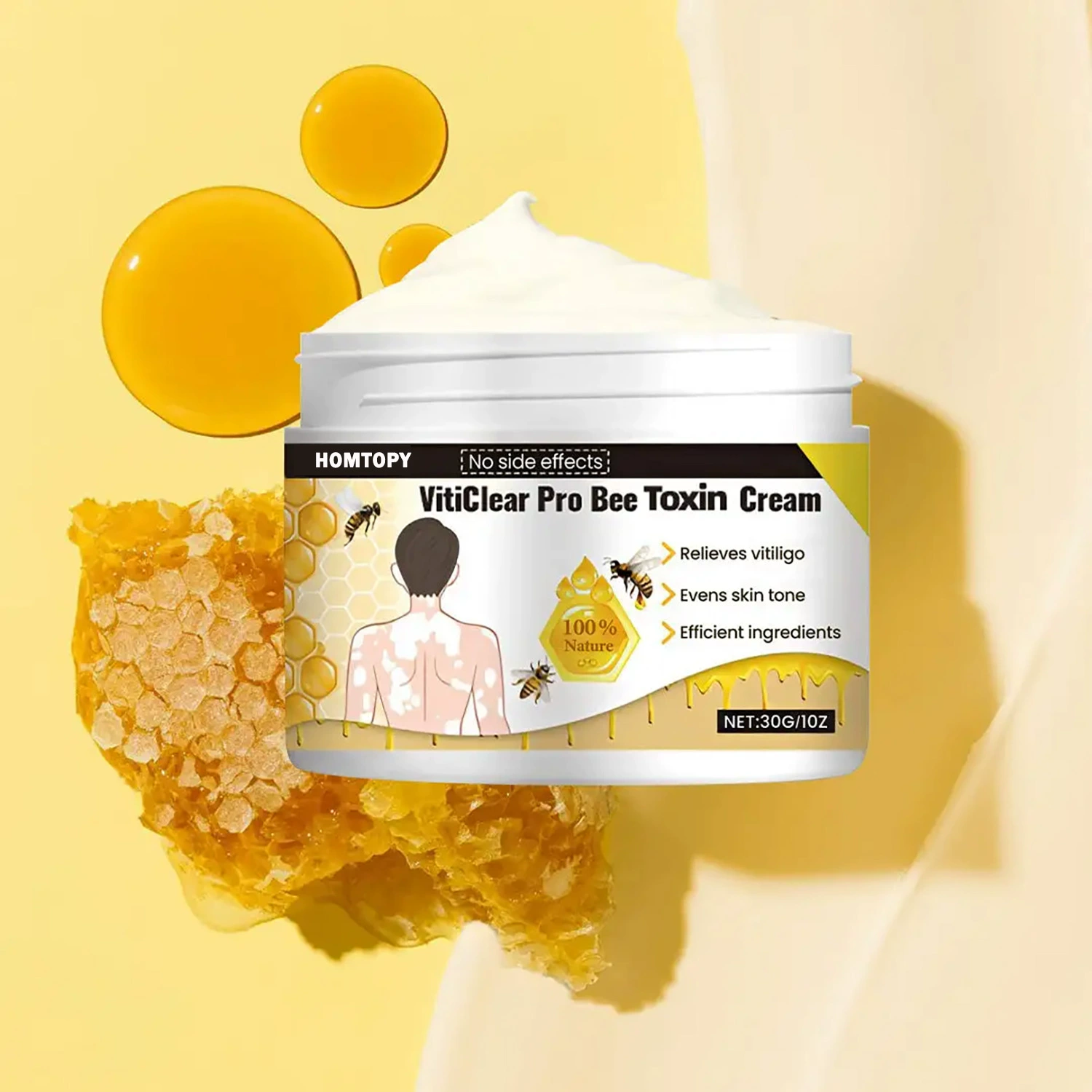 Трансграничный экспорт специализируется на креме для восстановления кожи с пчелиным ядом HOMTOPY, нежном и увлажняющем креме для кожи рук, ног и тела.