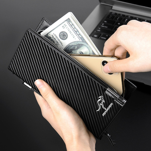 AIKS KANGAROO Multi-Card Slot Business Long-Style Wallet Clutch Bag for Men – Card Holder with Anti-Demagnetization & Anti-Fraud Protection