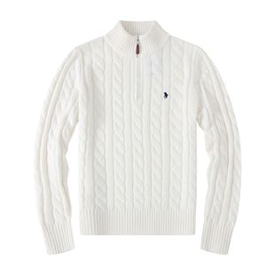 Cross-Border High-Quality Thickened Autumn and Winter Sweaters for Men with Half-High Zipper Twisted Twist Knitted Sweaters in Stock