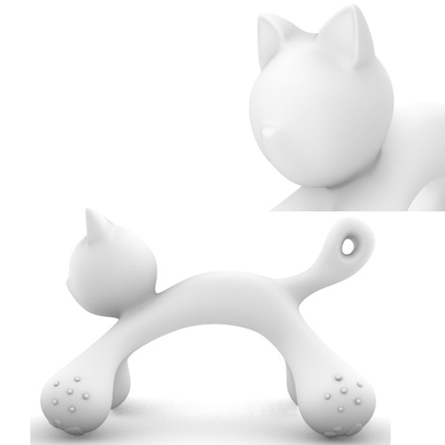 Kitten baby silicone teether baby molar stick teether soothing toy anti-eating hand artifact can be boiled