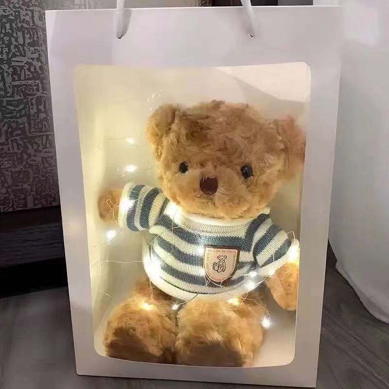Flash Oso de Peluche de peluche de juguete con luz Oso muñeca caja de regalo muñeca de trapo oso muñeca regalo para niñas regalo de cumpleaños