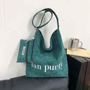 2024 New Korean Style Simple Letter Shoulder Tote Bag High Beauty Fashionable Simple Large Capacity Casual Bag