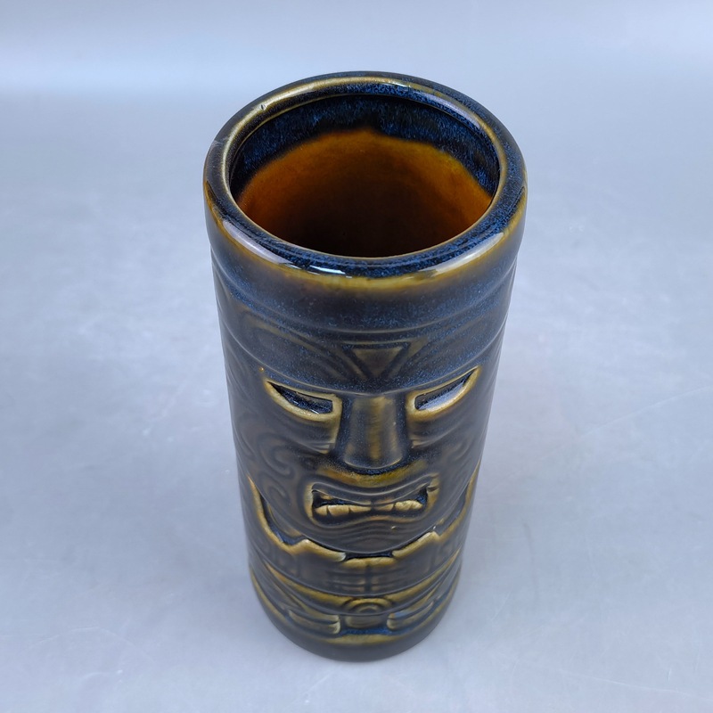 Taza de cóctel hawaiana Tiki Taza de cerámica Teiki Taza de esqueleto Zombie Taza Red Taza de cerámica Flores