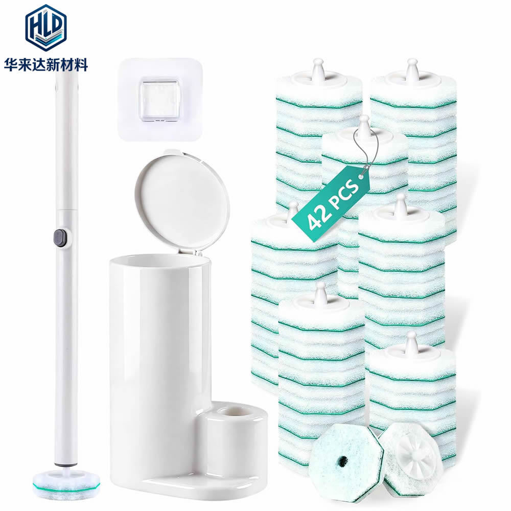 Hualaida disposable toilet brush replacement head, cleaning brush head, disposable, long handle, no dead corners, universal, with base