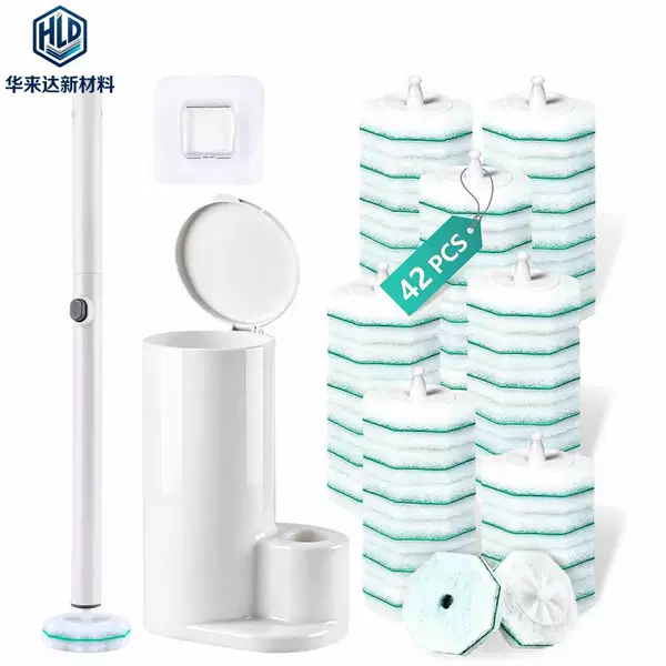 Hualaida disposable toilet brush replacement head, cleaning brush head, disposable, long handle, no dead corners, universal, with base