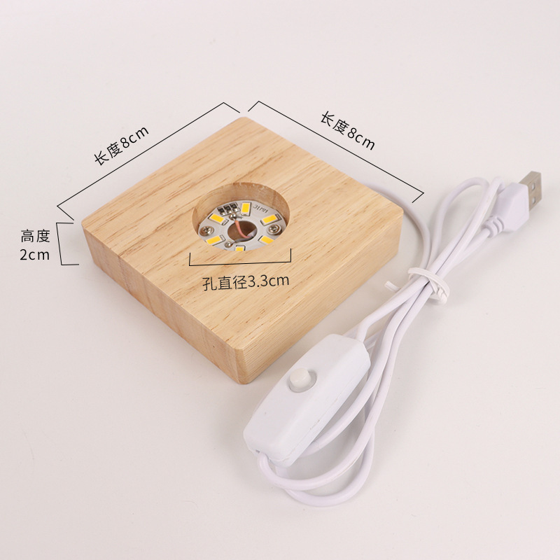 円形水晶球拡散板小夜灯台木正方形ledランプ台座香薫発光台座|undefined